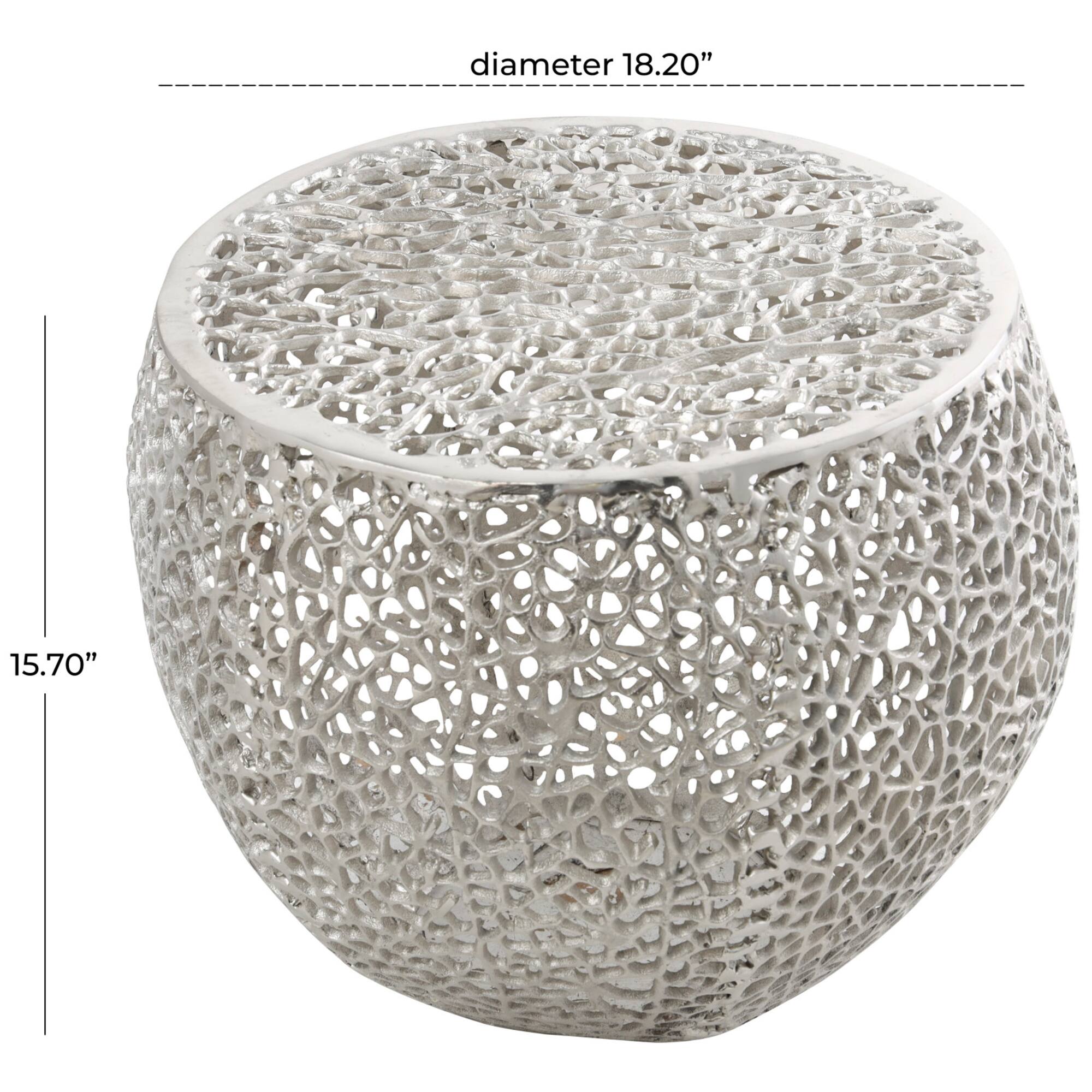 19" Silver Aluminum Abstract Coral Accent Table